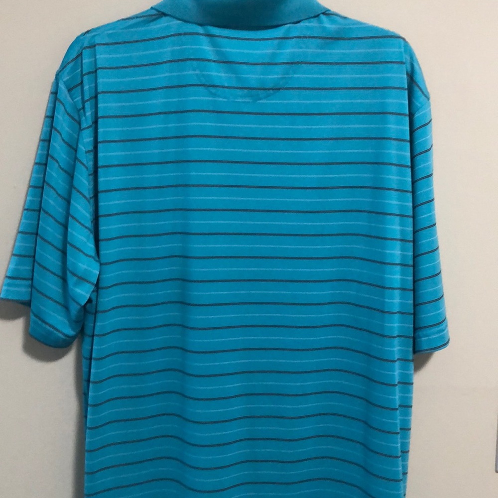 Greg Norman Shirt Polo Top Play Dry SZ L Blue Striped - Picture 4 of 5